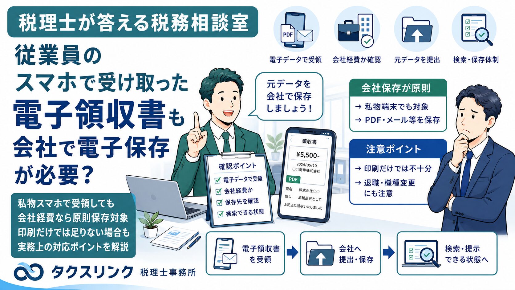 従業員が受け取った電子取引の証憑