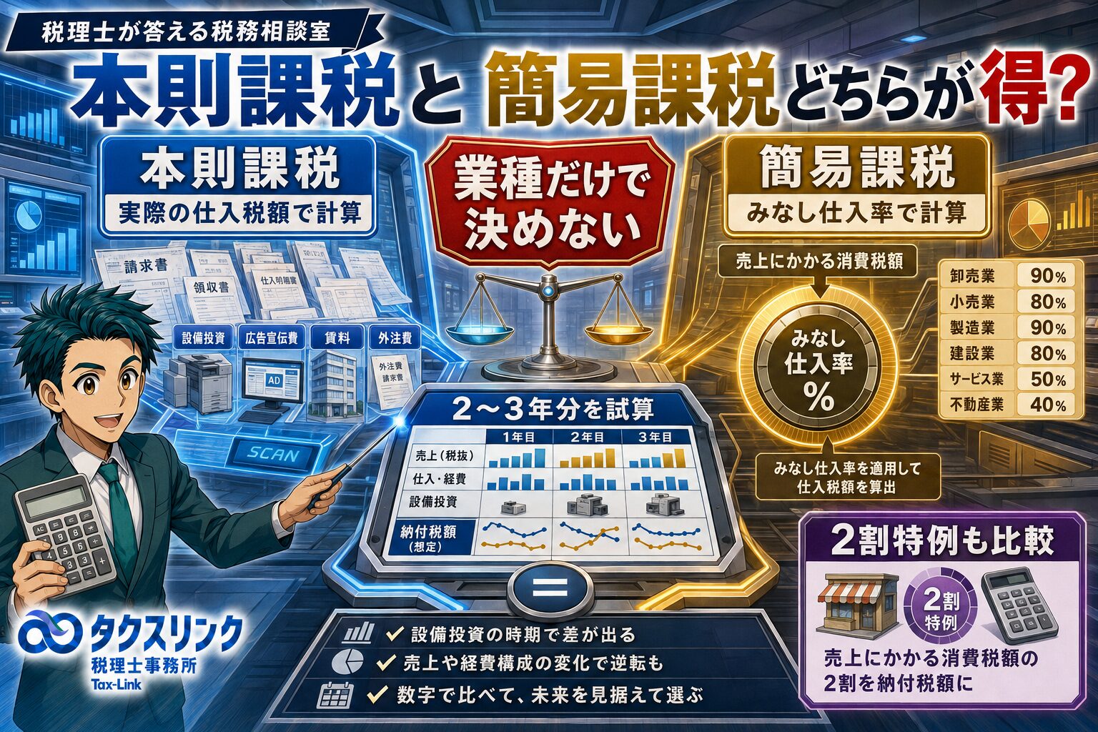 本則課税と簡易課税どちらが有利？