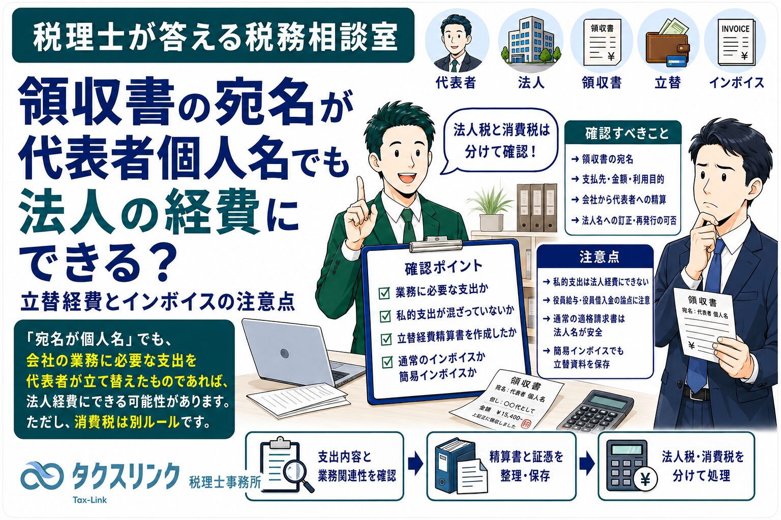 領収書のあて名が個人でも法人の経費にできる？