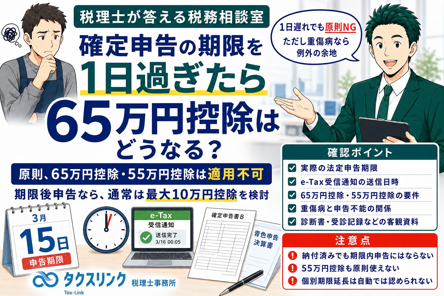 確定申告の期限を過ぎたら65万円控除はどうなる？