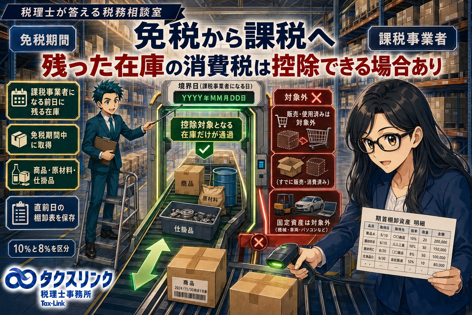 免税から課税になった場合の棚卸資産の調整