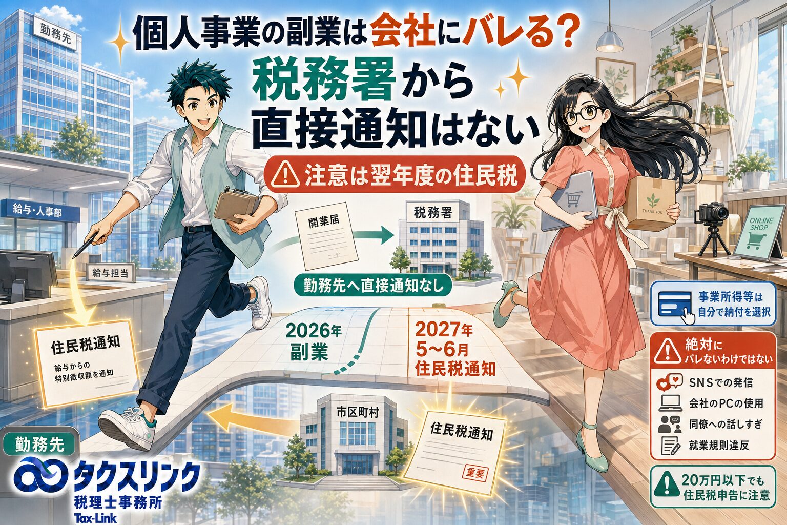 個人事業主の副業は会社にバレる？