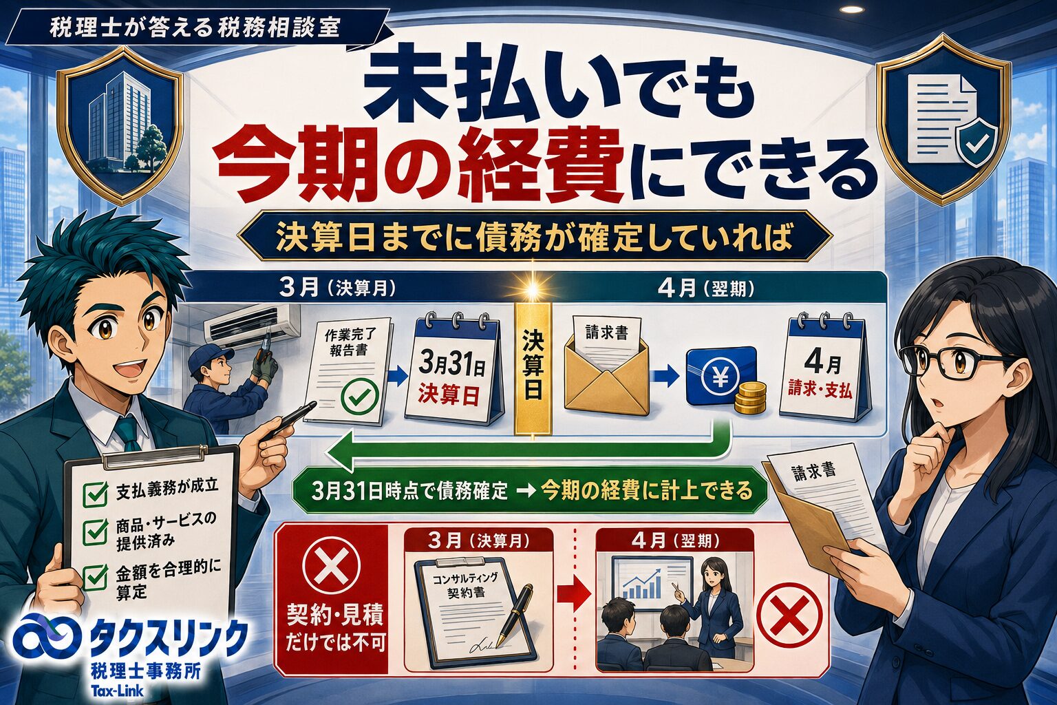 決算時に未払でも今期の経費にできる？