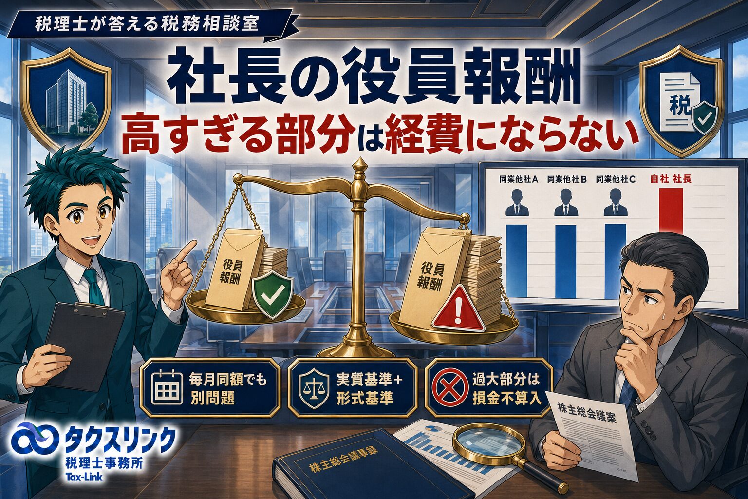 社長の役員報酬が高すぎると否認される？