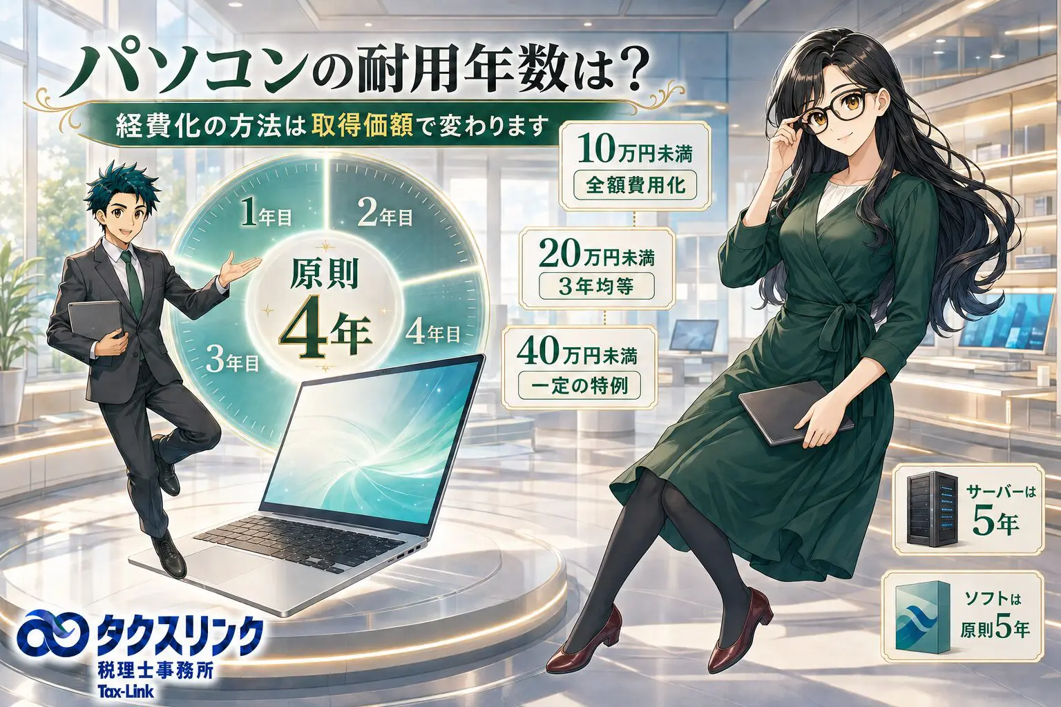 パソコンの減価償却、耐用年数は？