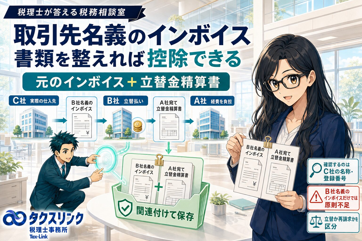 取引先名義のインボイス、そのまま仕入税額控除に使える？