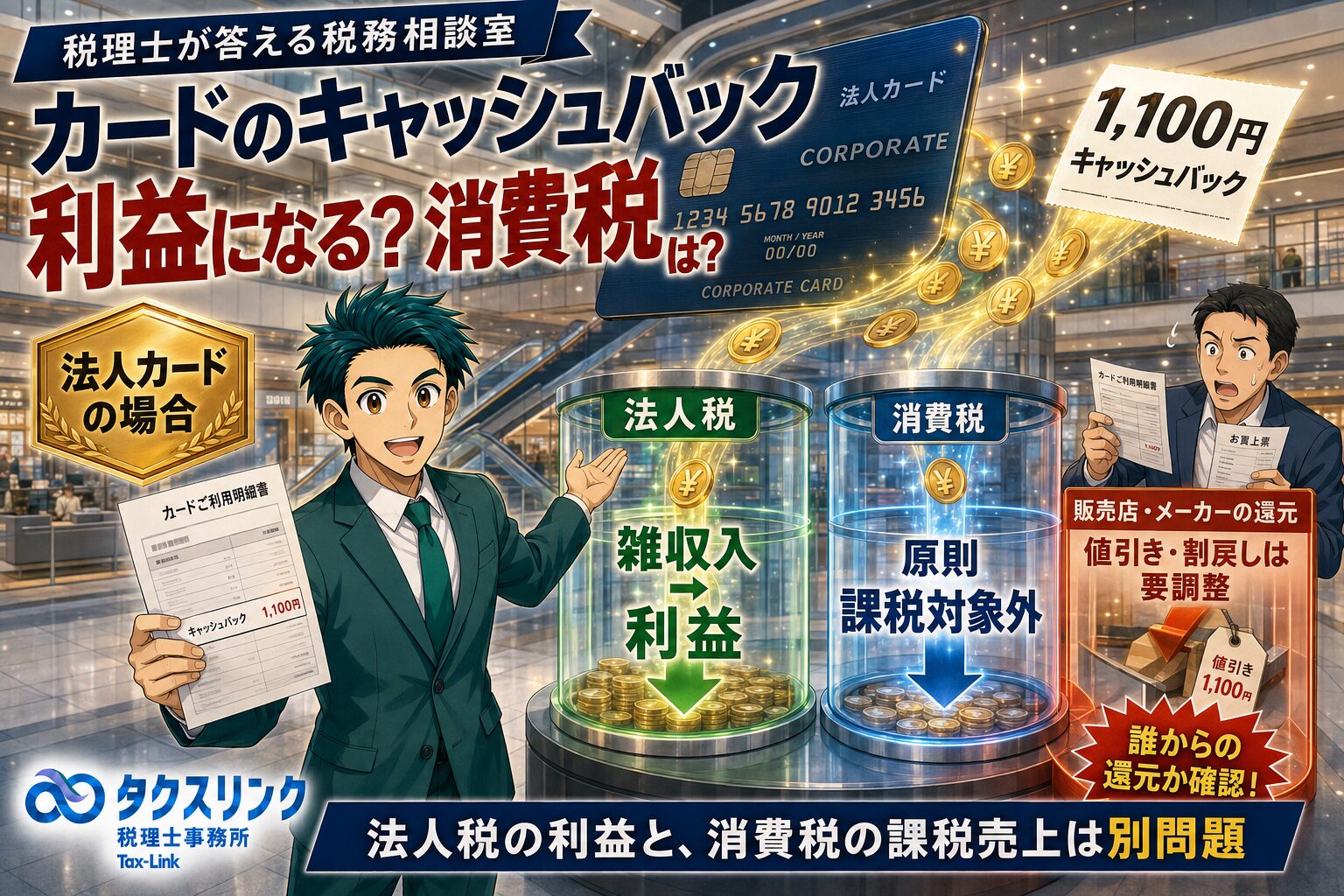 クレカのキャッシュバックは利益？消費税はかかる？