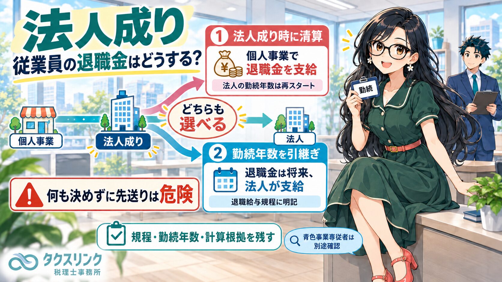 法人成りに伴う従業員退職金の取り扱い