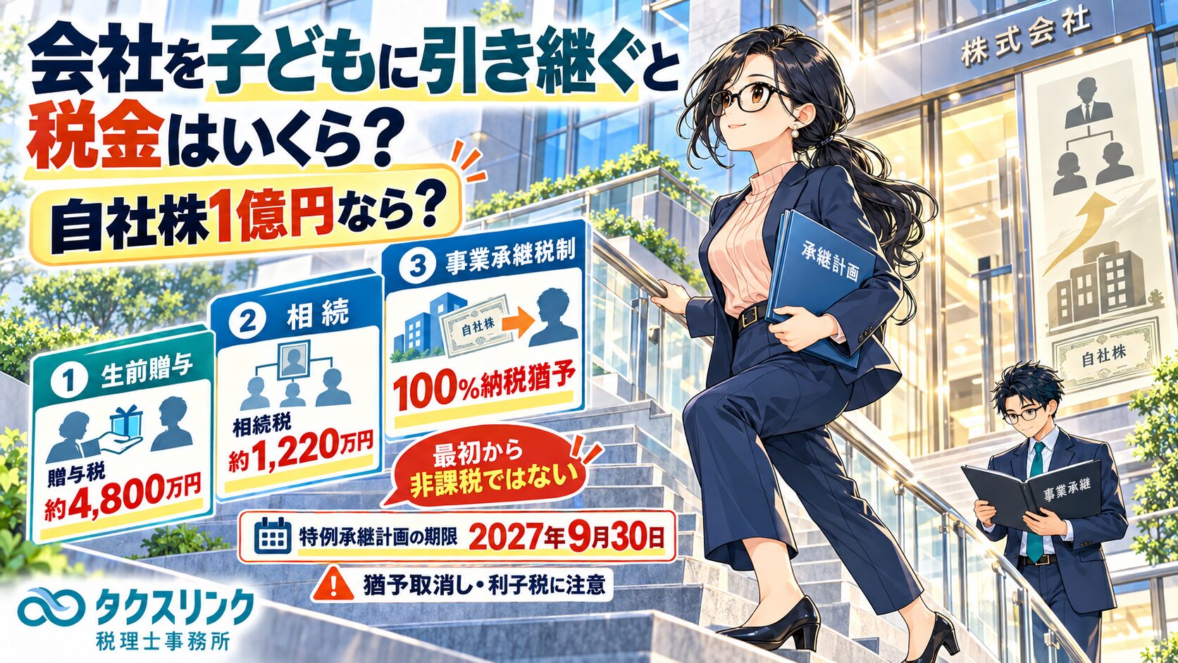 会社を子どもに引き継ぐと贈与税・相続性はいくら？