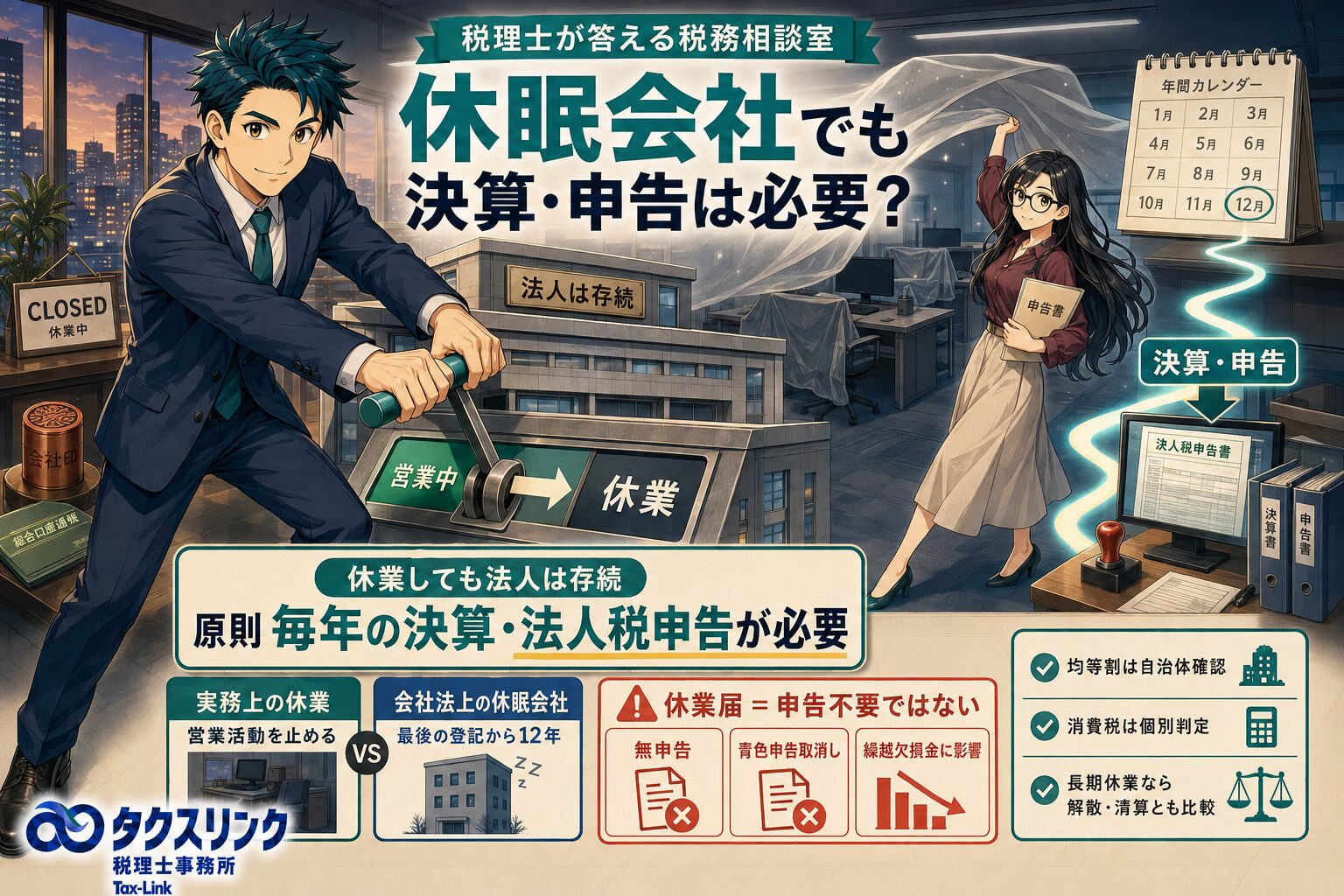 休眠会社とは？手続きと申告義務は？